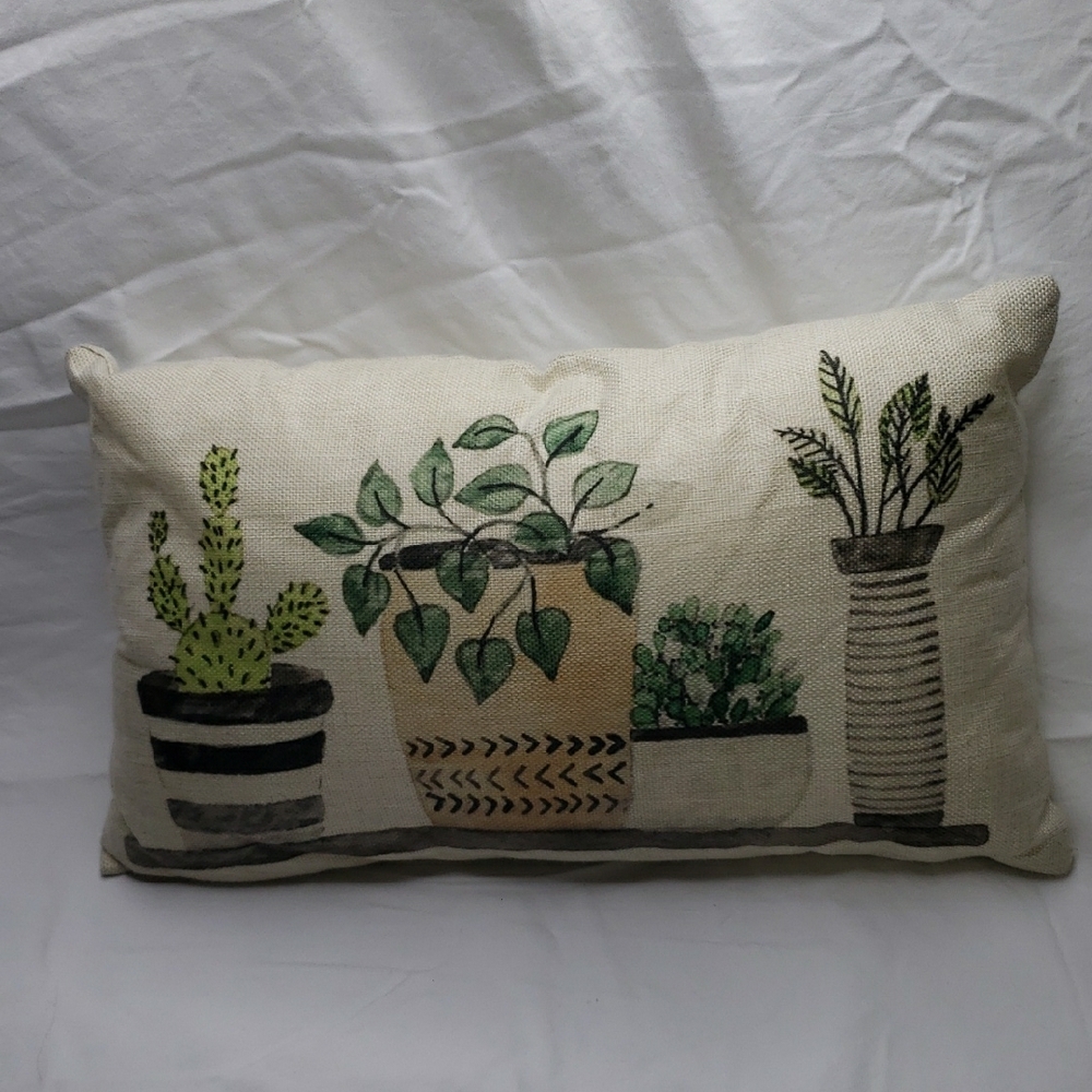 Botantical Print Accent Throw Pillow Plants 19 X 12 Inches